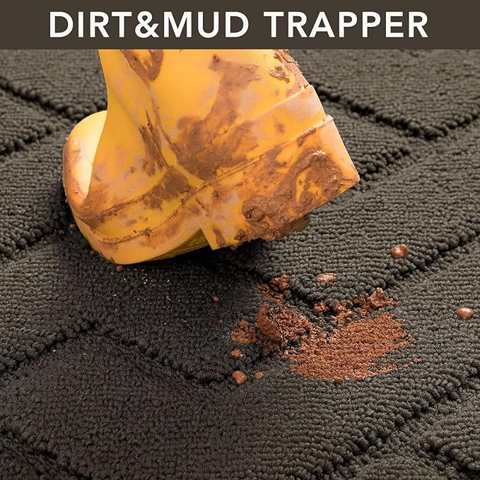 hicorfe Front Door Mat Outside Entrance,32"x40" Absorbent Muddy Dirt Resist Welcome Door Mats Outdoor Indoor,Stain and Fade Resistant,Non Slip Backing Entry Mat Doormat for Entryway(Latte)