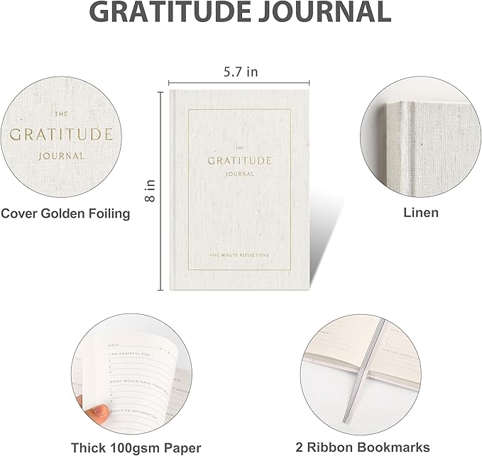 And Per Se Gratitude Journal – Five Minutes a Day to Cultivate Mindfulness, Happiness, Positive Vibes, Affirmations & Self-Reflection – Undated Daily Gratitude Journal for Women & Men (Beige)
