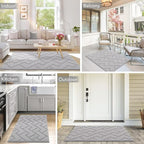 hicorfe Front Door Mat Outside Entrance,36"x59" Absorbent Muddy Dirt Resist Welcome Door Mats Outdoor Indoor,Stain and Fade Resistant,Non Slip Backing Entry Mat Doormat for Entryway(Light Grey)