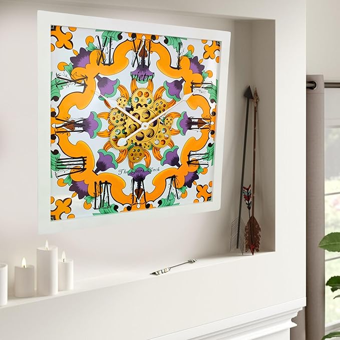 The Gears Clock Wall Clock Italy Collection with Moving Gears (Vietri, 24 inches (60 cm))