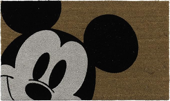 Gertmenian Disney Mickey Mouse Coir Doormat - 2x3 Welcome Mat (2-Pack), Ideal for High Traffic Areas in Front Door, Garage, Entryway - Love/Hello, 47533