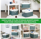 Bidtakay Fabric Storage Baskets for Shelves 3 Pack Large Storage Bins for Organizing Linen Collapsible Organizer for Closet-Deep Green