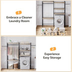 Double Row Over Washer and Dryer Storage Shelves, Laundry Room Organization and Storage, Heavy Duty Laundry Room Shelves, with Adjustable Height, 5-Tier