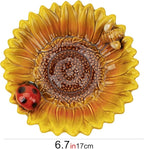 Sunflower Jewelry Dish Trinket Tray Ceramic Key Tray Bowl for Entryway Table, Sunflower Candy Dish Soap Holder Gift Decorative Bowl for Home Decor Kitchen Bathroom Sink (Bee, Ladybug)
