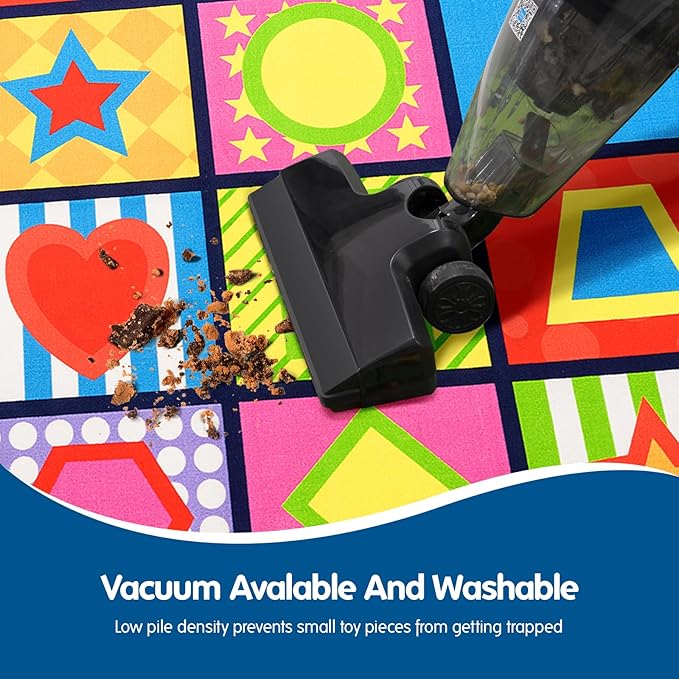 Booooom Jackson Seating Classroom Rug for Kids Room Seating Décor, 7'54''x13'12'' Vibrant Geometric Patterns Large Preschool Carpet Seating Rug for Teaching and Playroom, Non-Slip Rubber Backing