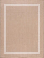 Bordered Outdoor Rug 9x12 Washable Outside Carpet for Indoor Patio Porch Waterproof Easy Cleaning Non Shedding Area Rugs Beige 9 x 12