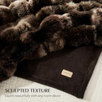 EVERGRACE Ultra Soft Luxury Fluffy Ridgeline Faux Rabbit Fur Throw Blanket, Thick Warm Bubble Throw for Bed, Cozy Plush Reversible Blankets for Couch, Chair, Sofa, Mocha Brown, 50x60 Inches, 870 GSM