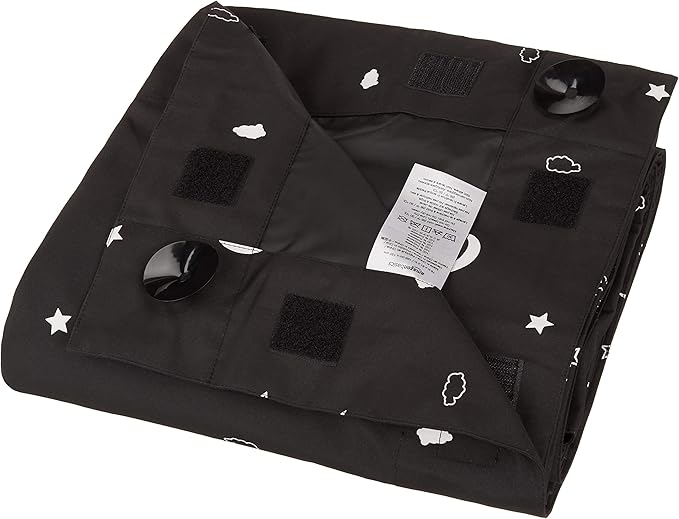 Amazon Basics Portable Blackout Curtain Shade with Suction Cups, 50" W x 78"L, 2-Pack, Moon and Stars