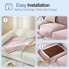 Large Backrest Cushion Covers Super Stretch Backrest Covers for 3 Cushion Couch Sofa, Couch Back Cushion Covers Featuring with Chenille Yarn (Softer Version, 3PC, Pale Pink)