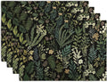 Black Sage Green Plant Placemats Set of 4 Vintage Botanic Fern Leaves Herb Floral Place Mats Rustic Farmhouse Linen Fabric Table Mats for Party Kitchen Dining Outdoor Indoor Decor