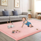 Baby Play Mat for Floor Tummy Time Nursery Rug Muscle Area Rug Playroom Tatami 50 * 50" Memory Foam 1.3" Thick Crawling Mat For Babies,Toddlers, Infants, Kids(Pink)