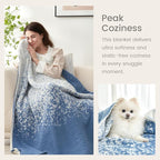 Snuggle Sac Blue Blanket Twin Size for Bed and Sofa, Reversible Super Soft Blankets Warm Cozy Knit Blankets Fuzzy Plush Lightweight for Couch, Picnic, Ombre Blue, 60x80 inches