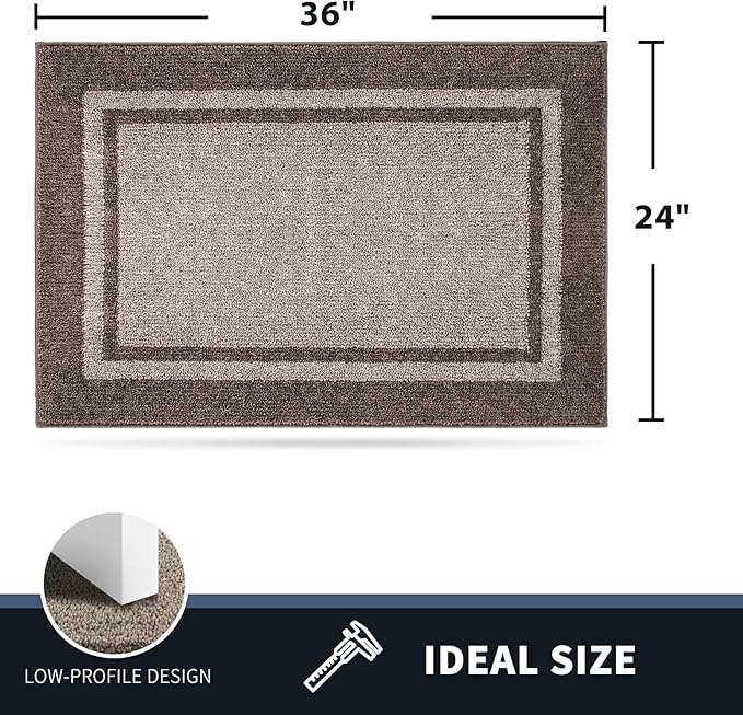 PURRUGS Dirt Trapping Door Mat 24" x 36", Non-Slip/Skid Machine Washable Entryway Rug, Shoes Scraper, Area Rug, Super Absorbent Welcome Mat for Muddy Wet Shoes and Paws, Beige & Grayish Brown