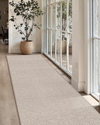 Color&Geometry Door Mat 2'4"x8' Runner Rug with Rubber Backing, Non Slip Washable Hallway Rug, Carpet Runners for Hallway Living Room Bedroom, Beige (Rolled-up NO Creases)