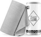 Fantasticlean Microfiber Cleaning Cloth Roll -40 Pack, Tear Away Microfiber Towels, 12" x 12", Reusable, Washable, Scratch Free, Ultra Absorbent Dish Rags for Car, Home, Garage or Shop (Grey)