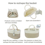 Large Baby Diaper Caddy Organizer for Girl Boy Rope Nursery Storage Bin Basket Portable Holder Tote Bag for Changing Table Car Travel Baby Shower Gifts Newborn Registry Must Haves White and Brown