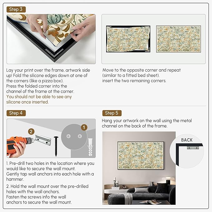 SIGNWIN 30"x60" Extra Large Framed Wall Art Vintage Botanical Floral with Golden and Teal Leaves, Elegant Nature Illustration for Home Living Room Bedroom Decor (Frame Assembly Required)