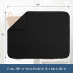 S&T INC. Dish Drying Mat XL, 18” x 24”, Absorbent Microfiber Kitchen Counter Mat, Dish Drying Pad for Dishes, Utensils, Pots and Pans, Extra Large, Black