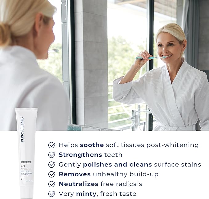 PerioSciences AO Pro Post Whitening Toothpaste with Nano Hydroxyapatite, Remineralizing, 3 fl oz / 90ml - Pack of 2