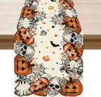 XCHI Spooky Skeleton Ghost Pumpkin Halloween Table Runner Party Table Decoration for Home Kitchen Dining Holiday Decor 13x120 Inch