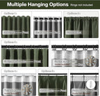 RAIN CITY Dark Olive Green Blackout Curtains Linen 80 Inches Long 2 Panels Set, Back Tab Pleated Look Thermal Insulated Curtains & Drapes for Living Room - Loden/Olive Forest W50 x L80