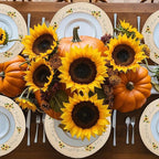 Whaline 4Pcs Round Sunflower Placemats Spring Summer Flower Embroidered Place Mats Floral Dinner Table Mats for Home Holiday Birthday Baby Shower Party Decor