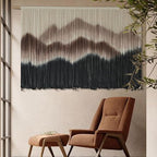 IOWER Macrame Wall Hanging 57" W x 35" L Brown Mountain Dip-Dyed Macrame Wall Decor Large Modern Fiber Art Boho Wall Decor