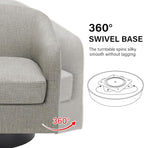 Swivel Barrel Accent Chair, Modern Round Linen Arm Chair for Living Room, Bedroom, Comfy Club Reading Chairs for Adults（Linen Fabric, Khaki, Set of 1