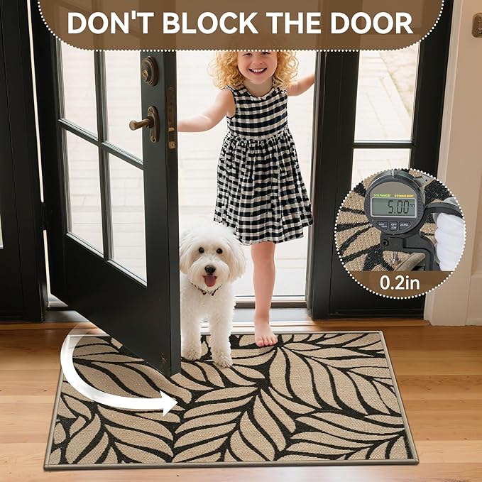 Front Door Mat Indoor Outdoor Entrance, 31''x47'' All-Season Waterproof Welcome Mat, Heavy Duty Non-Slip Rubber Backing, Patio Porch Doormat, Low Profile, Trap Dirt and Moisture, Brown