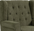 UIXE High Back Accent Chair, Upholstered Armchair in Fabric for Living Room, Retro Wingback Arm Chair Comfy Single Sofa Bedroom Reading Seat with Solid Wood Legs - Green