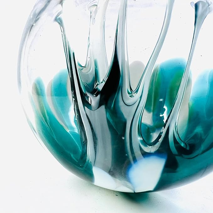 Luke Adams Handmade Glass Gazing Balls for Garden on Clearance – Hand Blown Glass Gazing Ball for Yard Décor – Decorative Garden Globe (Waterfall)