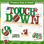 COCHIE Metal Football Touchdown Sign, Green Super Football Bowl Game Tailgate Party Decorations for Home, Office, Shelf, Mantel, Indoor, Touch Down Table Toppers Decor (Superbowl)