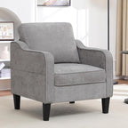 Accent Chairs Set of 2, Upholstered Living Room Chairs with Side Pockets, Mid Century Modern Reading Chair for Bedroom, Comfy Armchair Single Sofa Side Chair for Office, Small Room, Light Grey