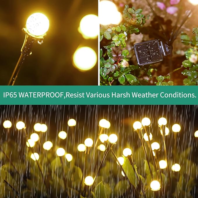 Solar Lights Outdoor Waterproof,6 Packs 48LED, Garden Decor, Patio Decor, Firefly Lights Solar Outdoor, Unique Gifts for Women