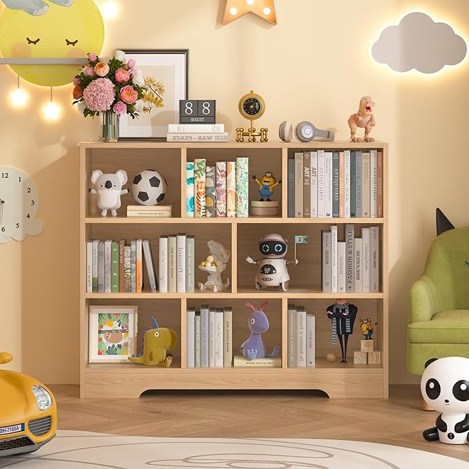 Book Shelf, 8 Cubes Storage Organizer, Freestanding Wooden Bookshelf Cube Shelf for Bedroom, Living Room, Home Office, 3-Tier Open Shelf Wooden Bookcase