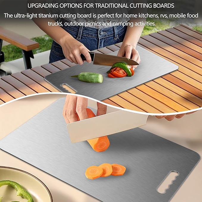 Titanium Cutting Board Ultra-Lightweight,Non-Toxic,Food-Grade Pure Titanium Cutting Boards for Kitchen Dishwasher Safe Double Sided High - End Chopping Board for Meat Vegetable Fruit