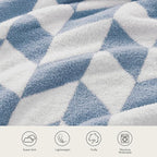 Snuggle Sac Chevron Throw Blanket for Couch, Reversible Super Soft Warm Blankets Cozy Knit Fuzzy Plush Lightweight Throws for Sofa, Bed, Camping, Blue, 50x60 inches