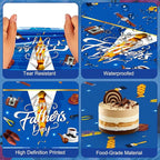 2 Pack Fathers Day Tablecloth - Happy Father's Day Table Cloth, Plastic Disposable Rectangle Blue Father Day Table Cover for Fathers Day Decorations Party Decor Supplies Favors,108 x 54 Inch