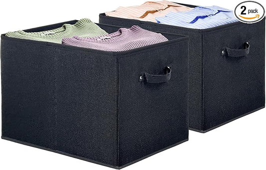 Collapsible Fabric Storage Bin 42L - 15x13 Inch Black by SIMPLE HOUSEWARE