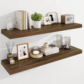 Marsmiles 39" Floating Shelves for Wall, Wooden Shelves with Invisible Brackets Set of 2, Rustic Farmhouse Wall Mounted Shelf for Kitchen Bathroom Living Room Study, Walnut