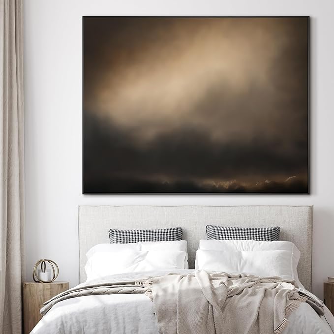 SIGNWIN 60"x72" Extra Large Framed Wall Art Golden Sunset Cloud, Moody Sky Scene for Home Living Room Bedroom Decor (Frame Assembly Required)