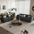 3 Seater Corduroy Couch for Living Room, 89” Black Cloud Sofa, Deep Seat Floor Couch for Bedroom, Futon Modern Sofa Sectional Bed, Black Corduroy