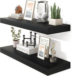 Heimlove 36 Inch Floating Shelves for Wall Set of 2,Black Wall Shelves for Storage & Decor - Heavy Duty with Invisible Brackets,Perfect for Living Room,Bedroom,Home Office