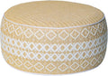 Outdoor Inflatable Ottoman with Air Pump, Embroidery Patio Footrest Stool D21”x H9”, Round Pouf Ottoman with Portable Handle Suitable for Garden, Camping, Bedroom, Living Room