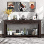 63" Solid Wood Console Table Sofa Table with Storage Drawers and Bottom Shelf,Farmhouse Entryway Table for Hallway Foyer,Sofa Couch Table,Fully Assembled (63" Espresso)