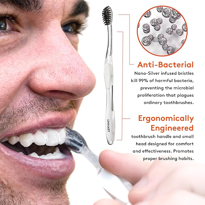 LINHART Extra Soft Toothbrush – Teeth Whitening Toothbrush with Multi Length Bristles, 4 Pack