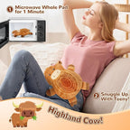 Microwave Heating Pad for Pain Relief, 16" x 12" Microwavable Heating Pads for Cramps, Back Pain, Neck Shoulder, Muscles, Knee, Joints, Natural Heat Pack Moist Heat, Highland Cow with Headdress Flower