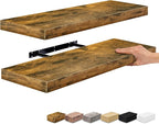 Sorbus Floating Shelves for Wall - 24" Bathroom Shelves, Wall Decor for Bedroom, Kitchen, Living Room, Home Decor & Book storage - Mounted Floating Shelf with Invisible Brackets (Rustic Brown, 2 Pack)
