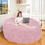 Large Bean Bag Chair, 5FT Giant Beanbag Chairs with Memory Foam Filled, Bean Bag Chairs for Adults, Ultra Soft Lazy Sofa for Living Room Bedroom (Pink)