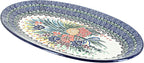 Blue Rose Polish Pottery Summer Blooms Oval Platter